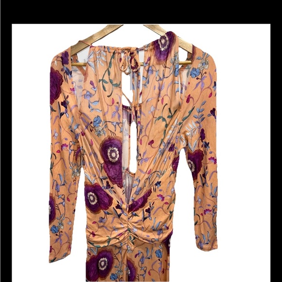 ISABEL MARANT Jadessi Dress Peach Floral FR 40 US 8 Cut Out Midi Halter Boho NWT - Picture 10 of 14